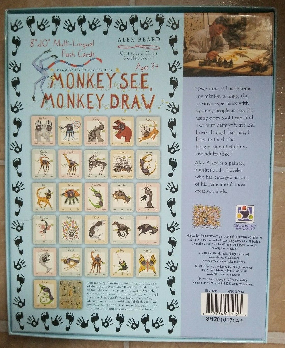Alex Beard Monkey See Draw Multilingual 8X10 Jumbo Flash Playing Card Toy Game