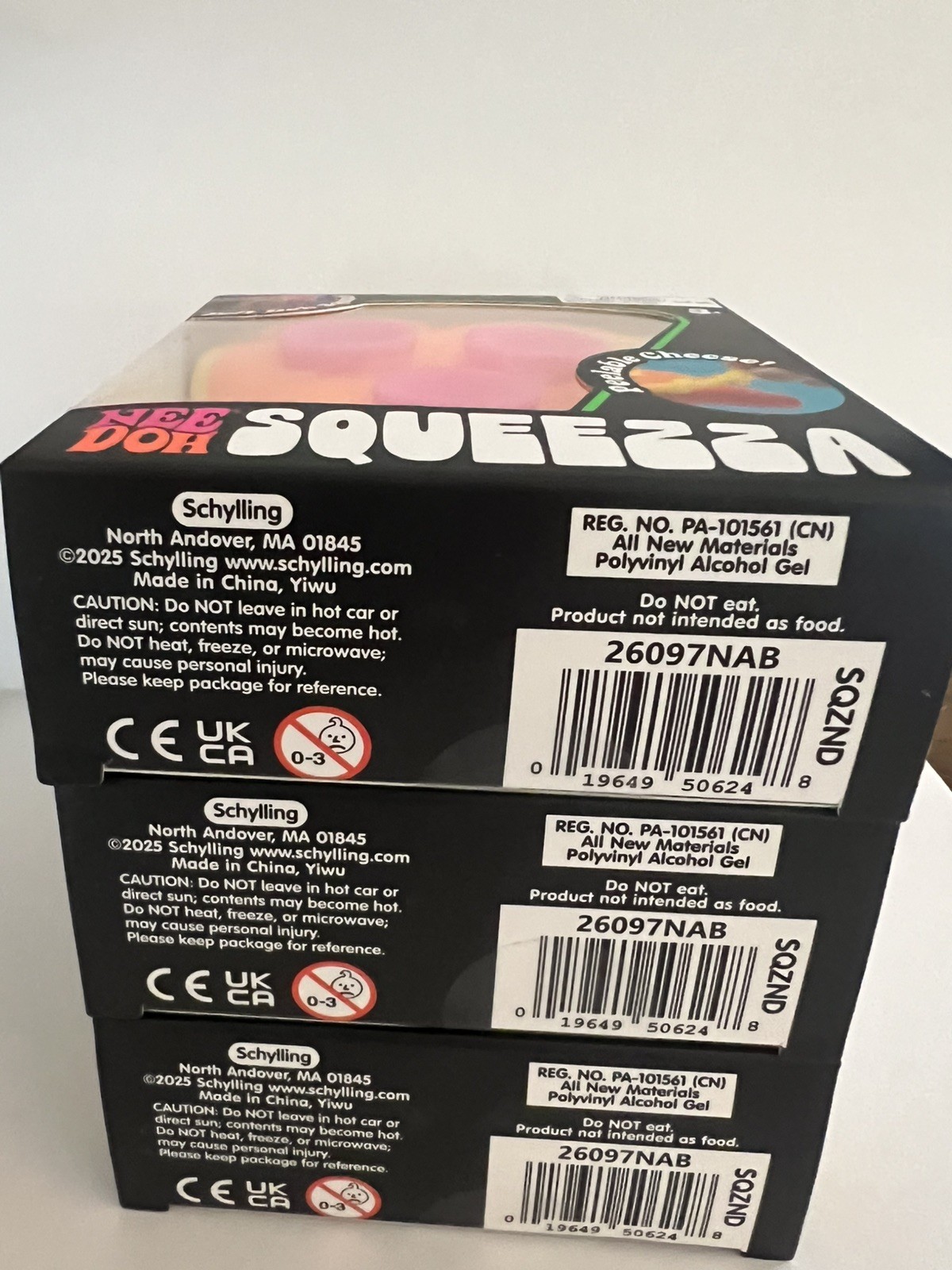Schylling NeeDoh Squeezza Pizza Slice Lot of 3 Pink Yellow Orange NIB Rare Set🔥