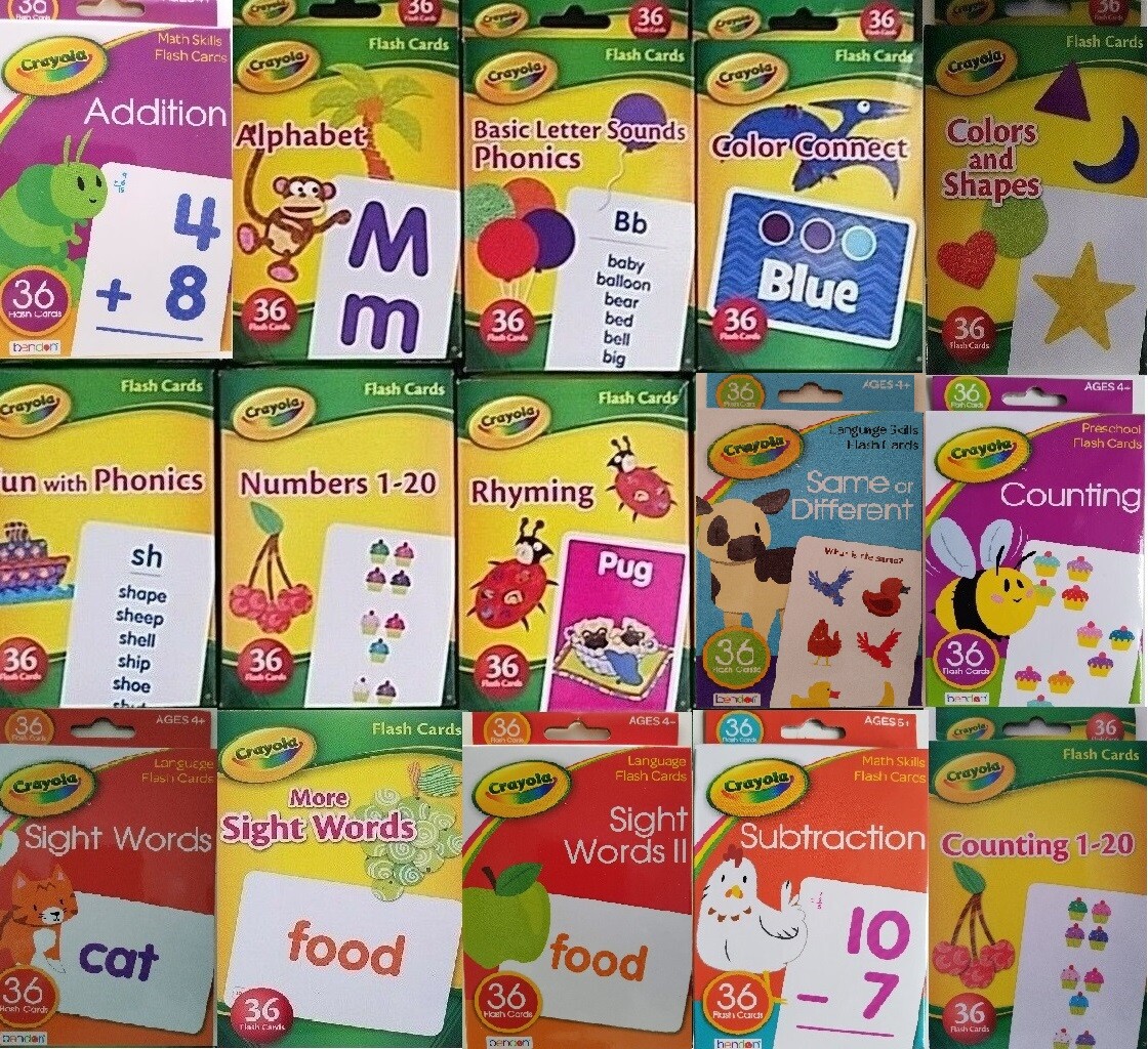 CRAYOLA LEARNING FLASH CARDS Age 3+, 36 Cards/Pk, Select: Learning Pack
