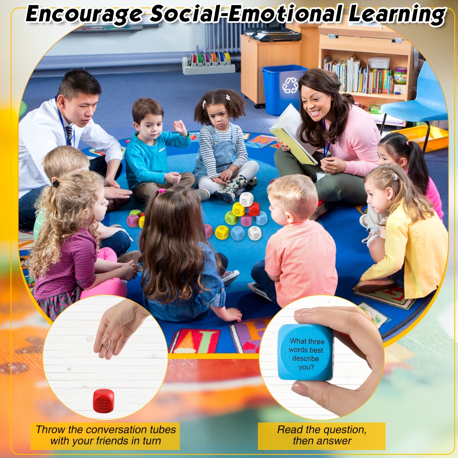 Developmental Wooden Question Blocks 12 Pieces fits Social Emotional Learning