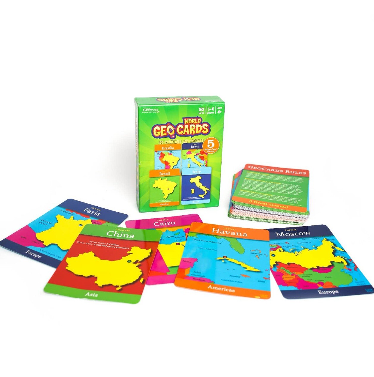 GeoCards WORLD Educational Geography Card Game Home School Complete
