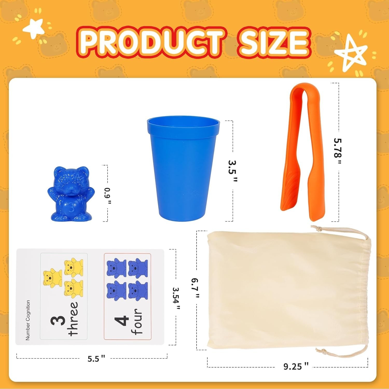 Counting Bears with Matching Sorting Cups, Preschool Learning Toys Color Reco…