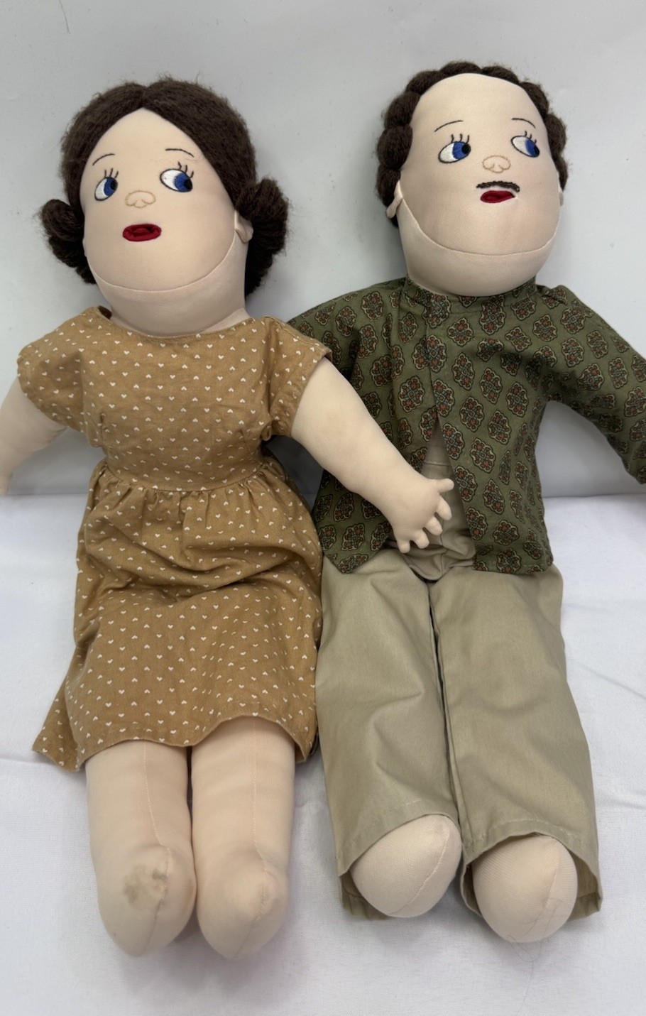 Vintage Teach A Bodies Man And Woman Anatomically Correct Plush Dolls W/clothes