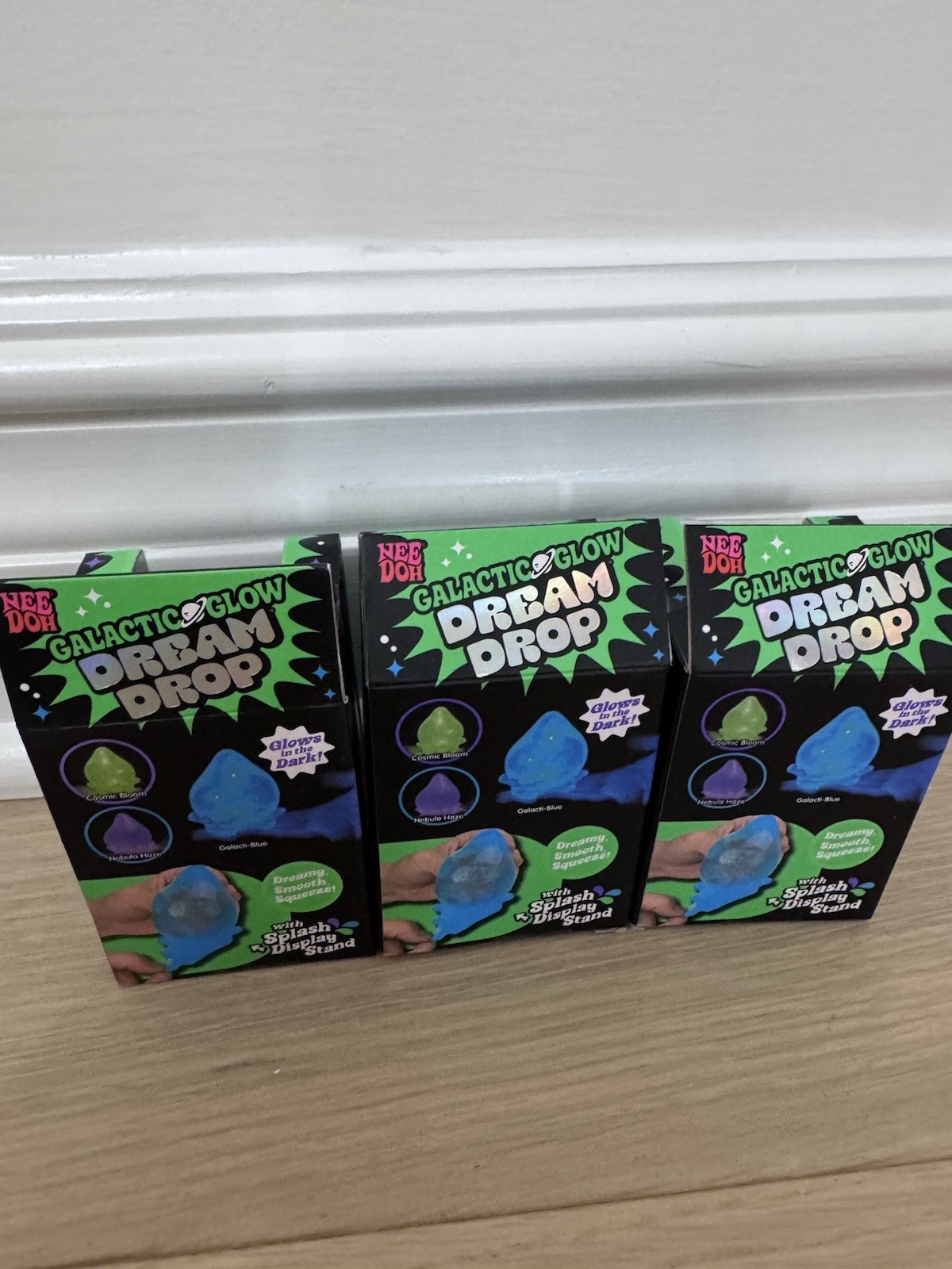 NeeDoh Galactic Glow Dream Drops. Complete set of 3.Green, Purple, Blue- TikTok