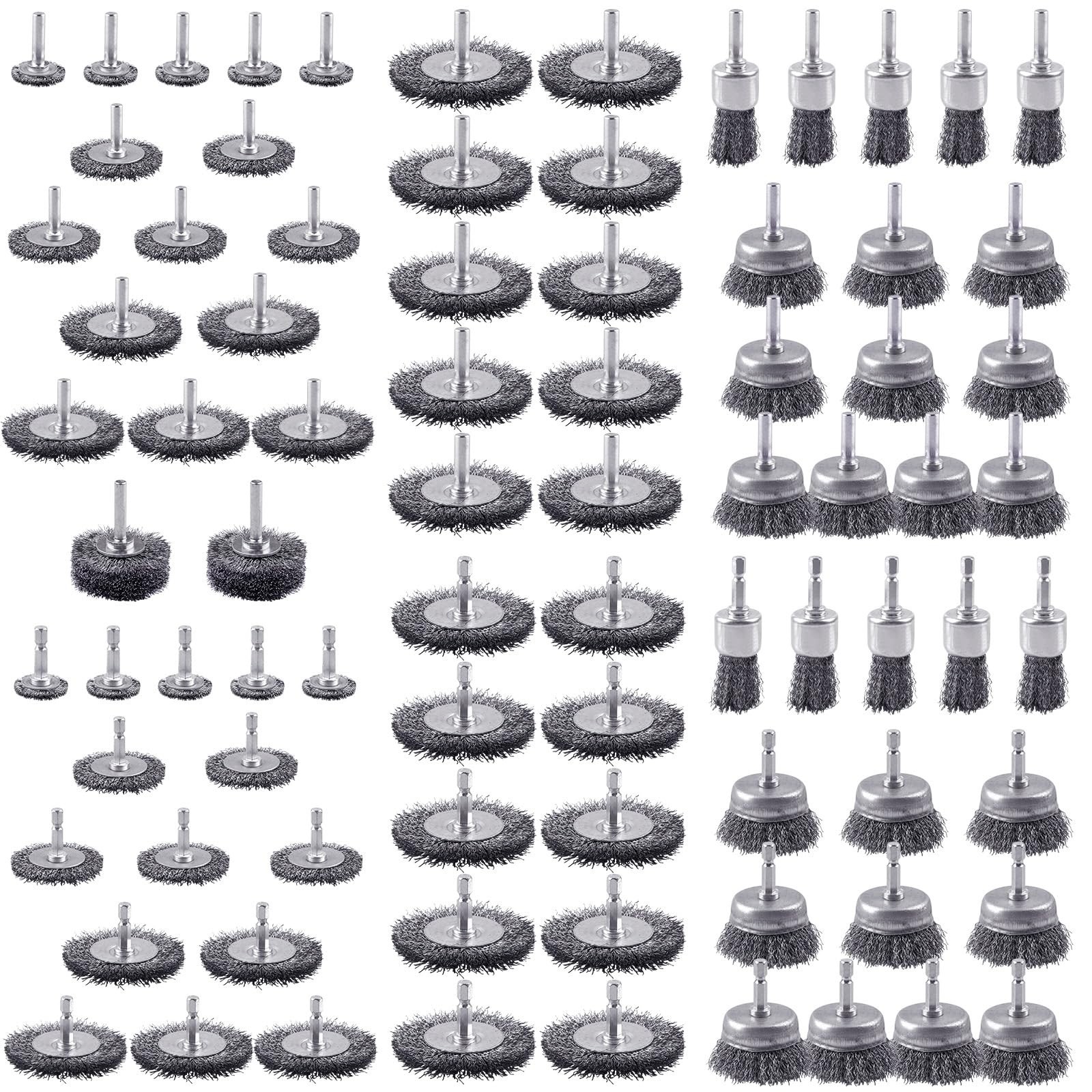 82 Pack Rocaris Carbon Steel Wire Wheel Brush Set – Cup, Wheel, and Pen Brushes