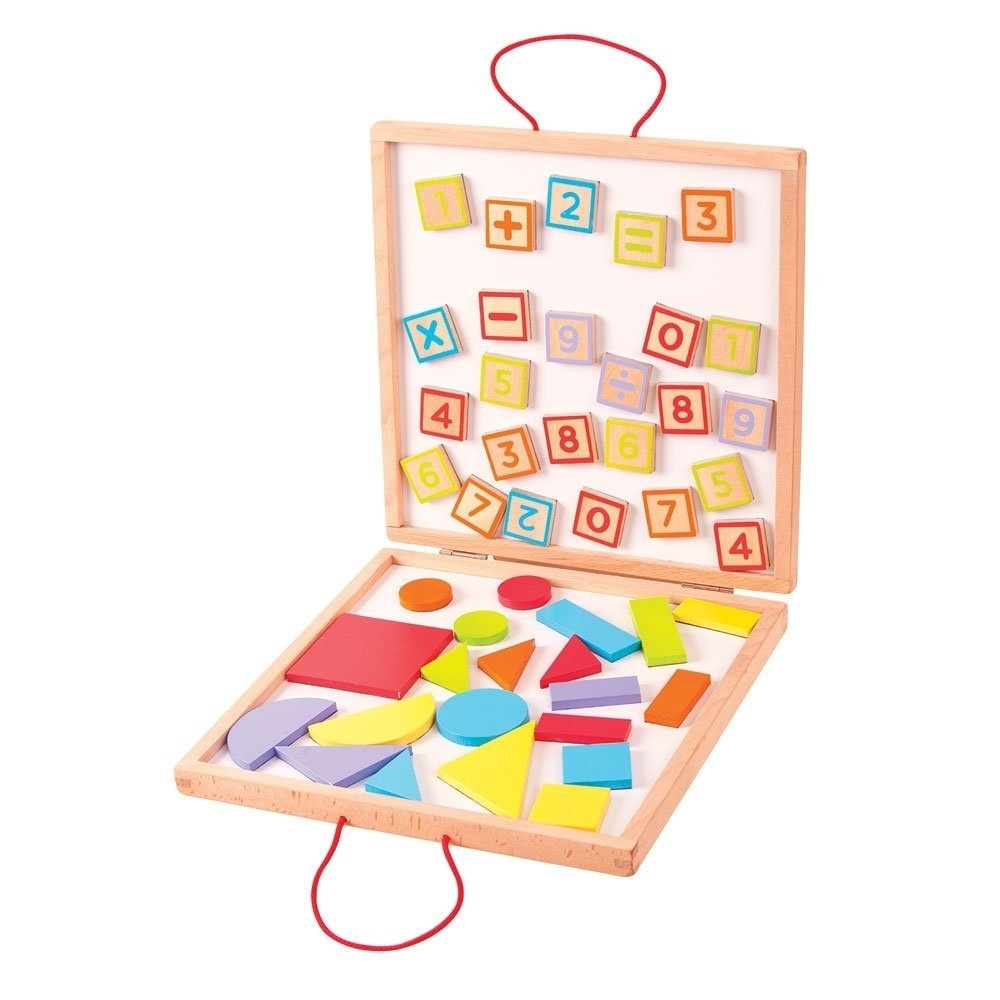 BIGJIGS Toys BJ439 Box With Magnetic Numbers And Shapes Nip