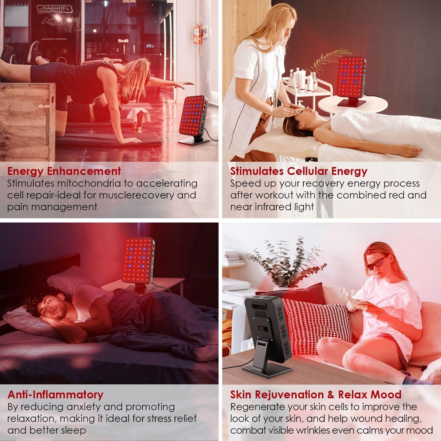 Red Blue Light Therapy for Body, Red Near Infrared Panels 300W 60 Dual Chip