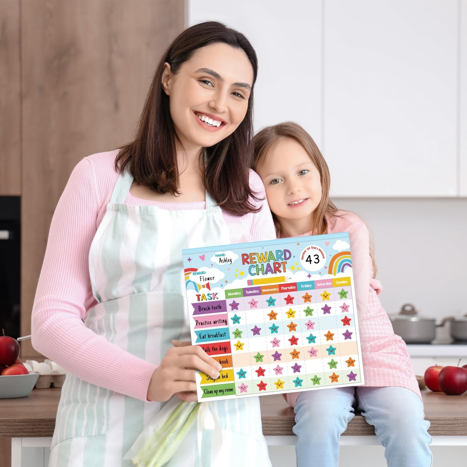 Magnetic Reward Chart for Kids – 26 Rainbow Chore Charts & 1960 Stickers – Devel