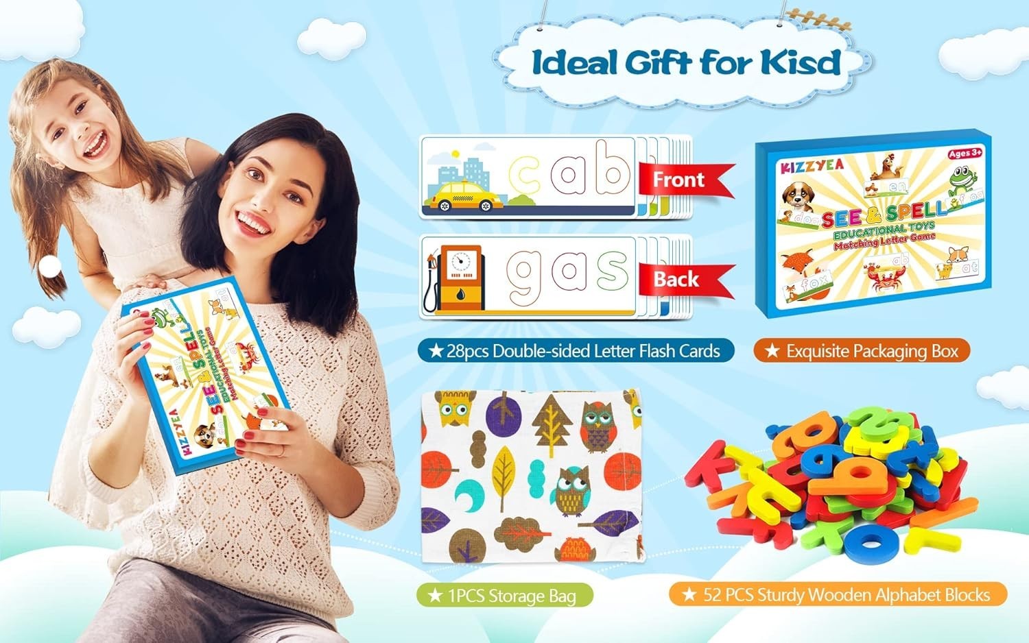 Learning Educational Toys for 2 3 4 5 6 Years Old Boys Girls, See & Spell Mat…