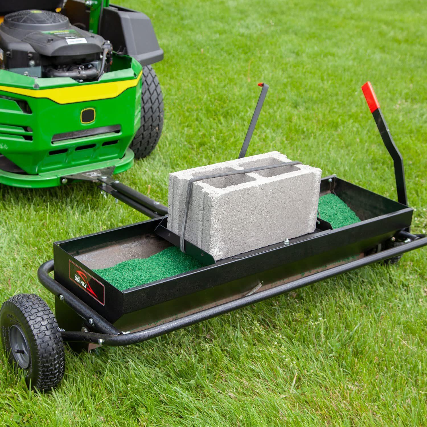 Brinly AS2-40BH-P Tow Behind Combination Aerator Spreader with Weight Tray,