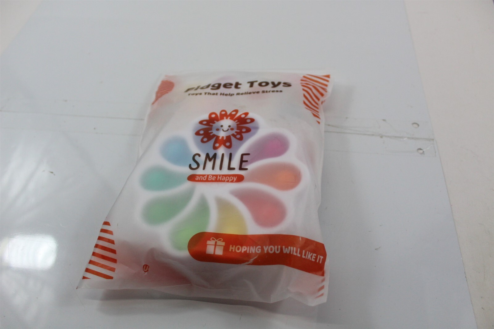Fidget Bubble Toys Lot of 6 White with Bright Multi-Colors