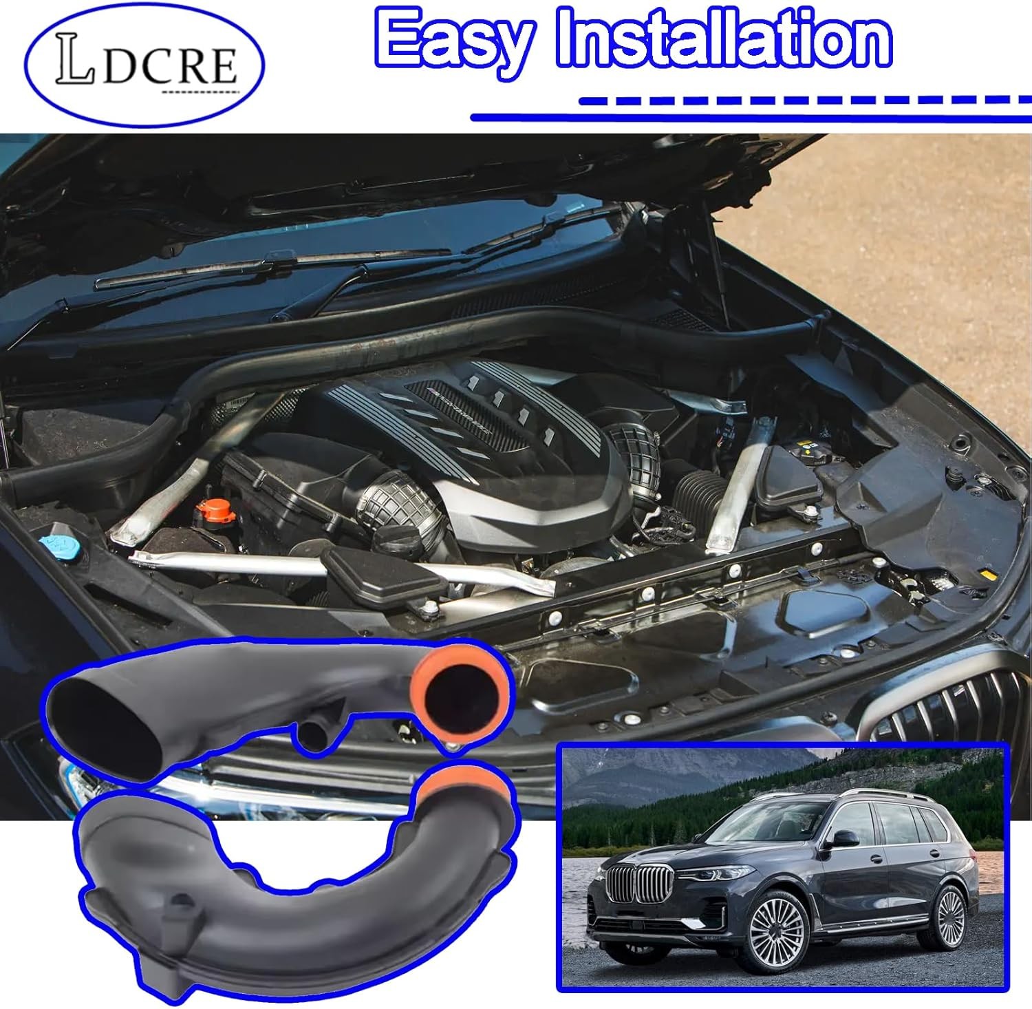 2PCS Air Intake Hose Left & Right 13717577451 13717577452 Compatible with BMW X5