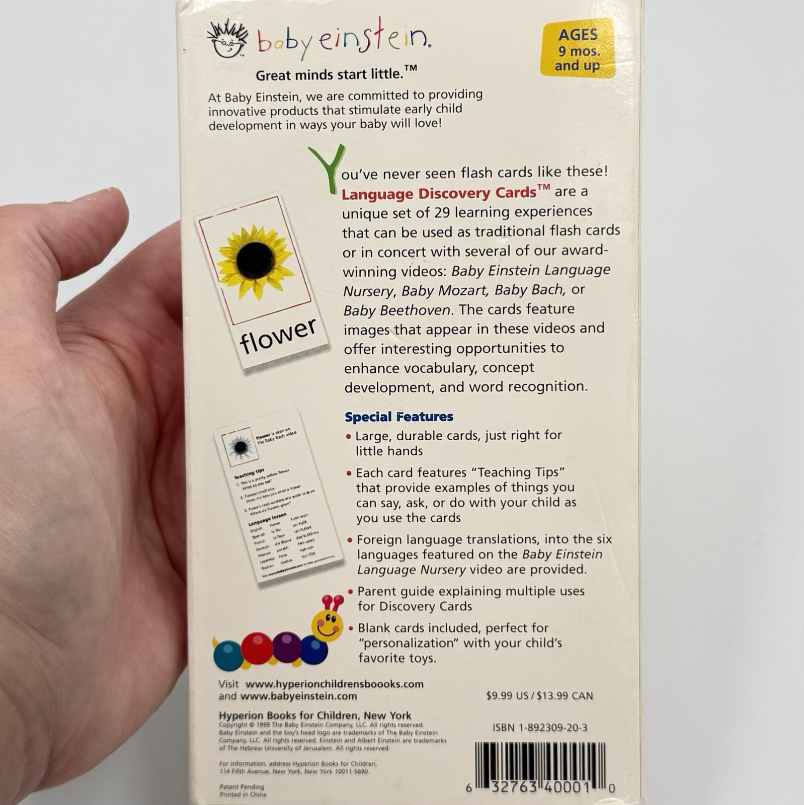 Baby Einstein Language Discovery Cards Educational Words Babies 1999 COMPLETE!