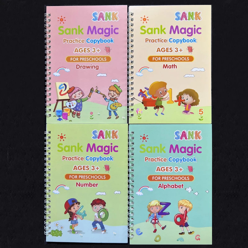 Magic Practice Copybook Reusable Handwriting Book Pen Set Number Sank Kids Gift