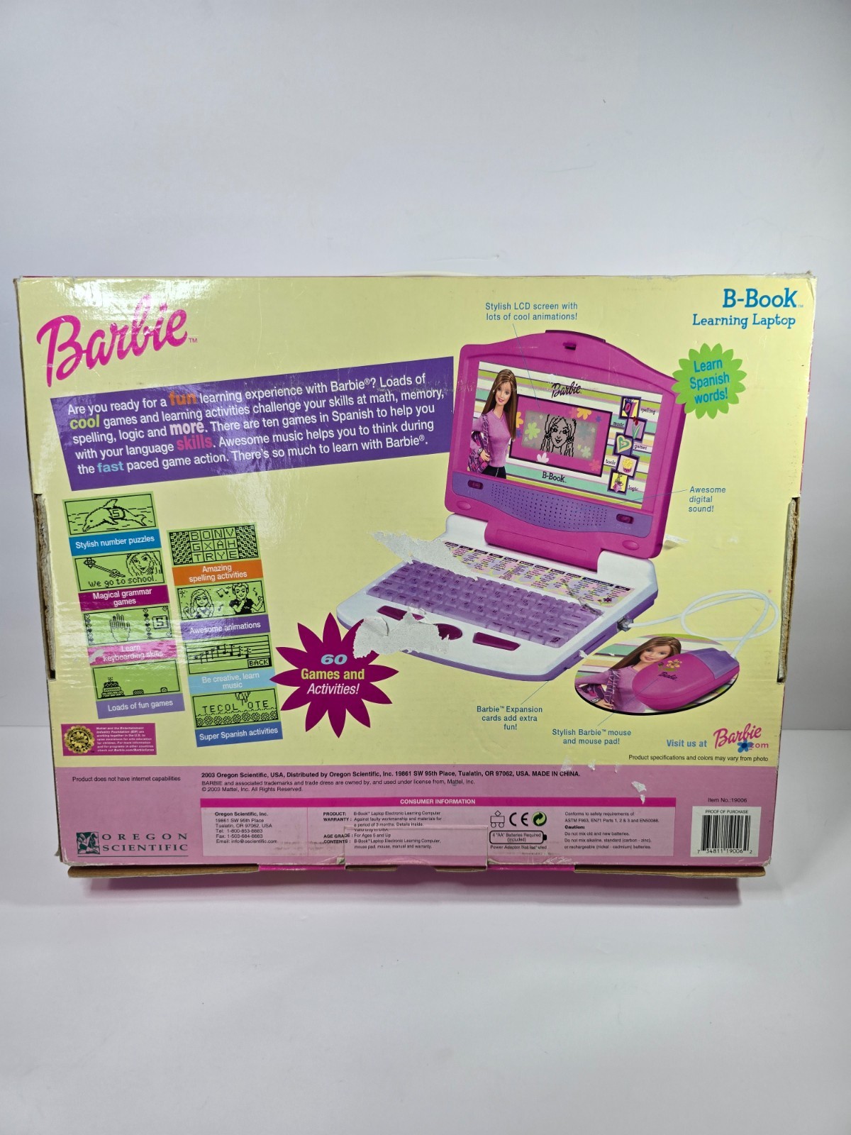 Barbie B-Book Learning Laptop Mattel 60 Games & Activities Y2K Toy 2003 – NIB