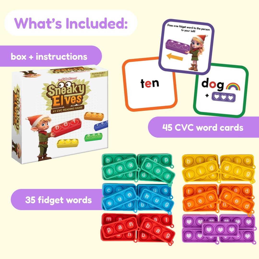 The Fidget Game Sneaky Elves Cvc Sight Words Game Pop Sensory Toy To Learn And
