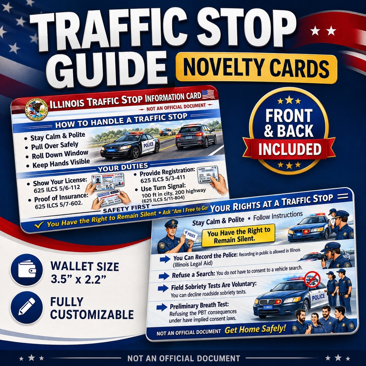 Custom Traffic Stop Novelty PVC Card – Wallet Size Rights Reminder Card