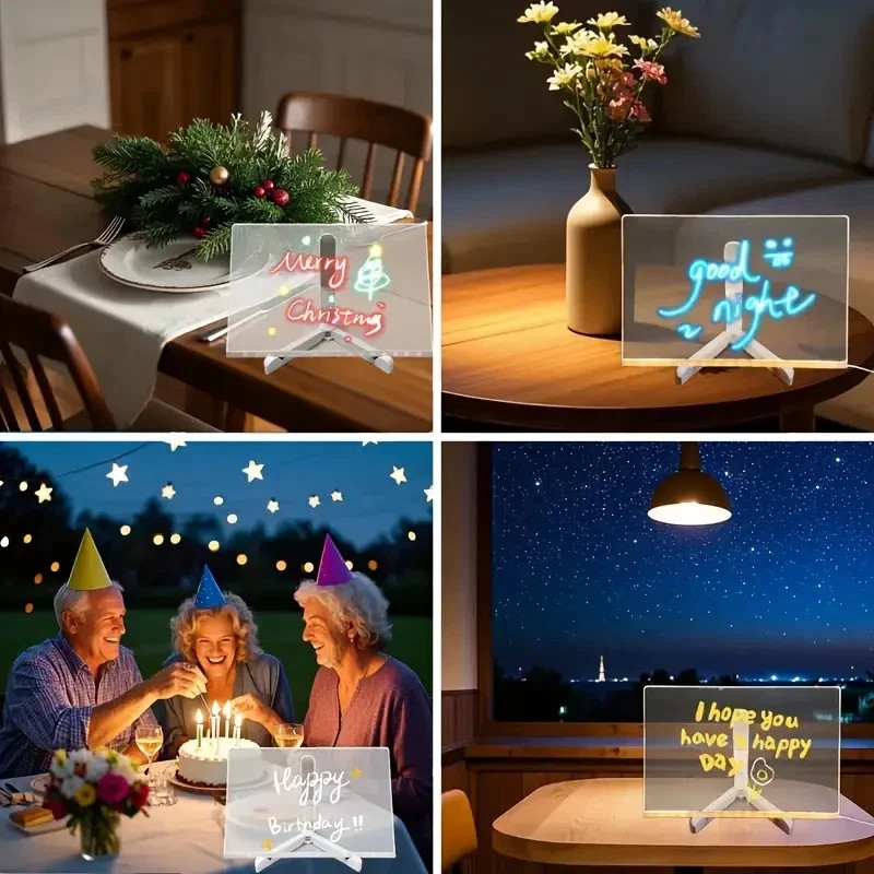 Colorful LED Writing Board & Night Light Erasable, 6 Vibrant Colors, Easy To Use