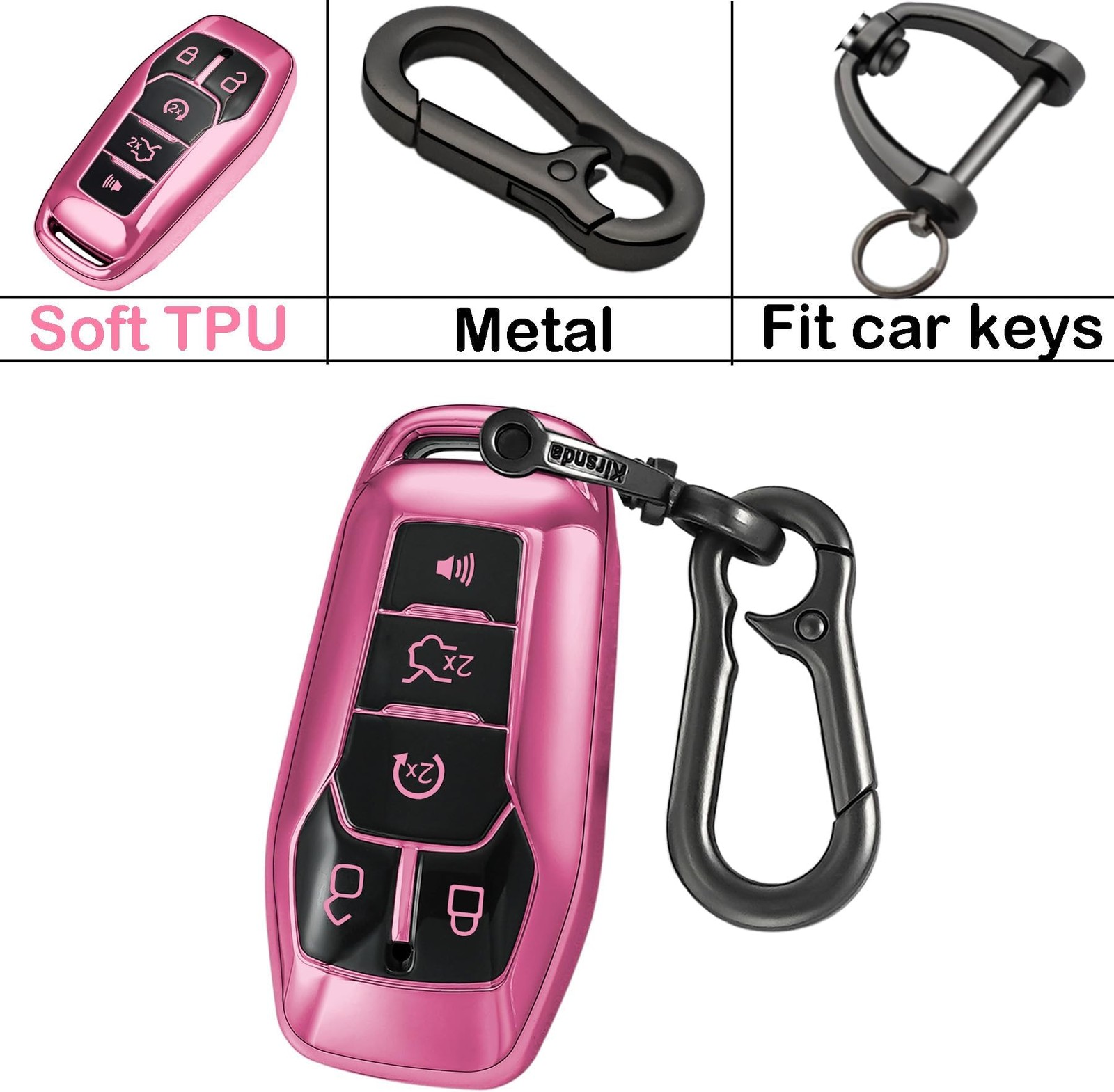 Kirsnda for Ford and for Lincoln key fob cover case,with keychain fit Explore…