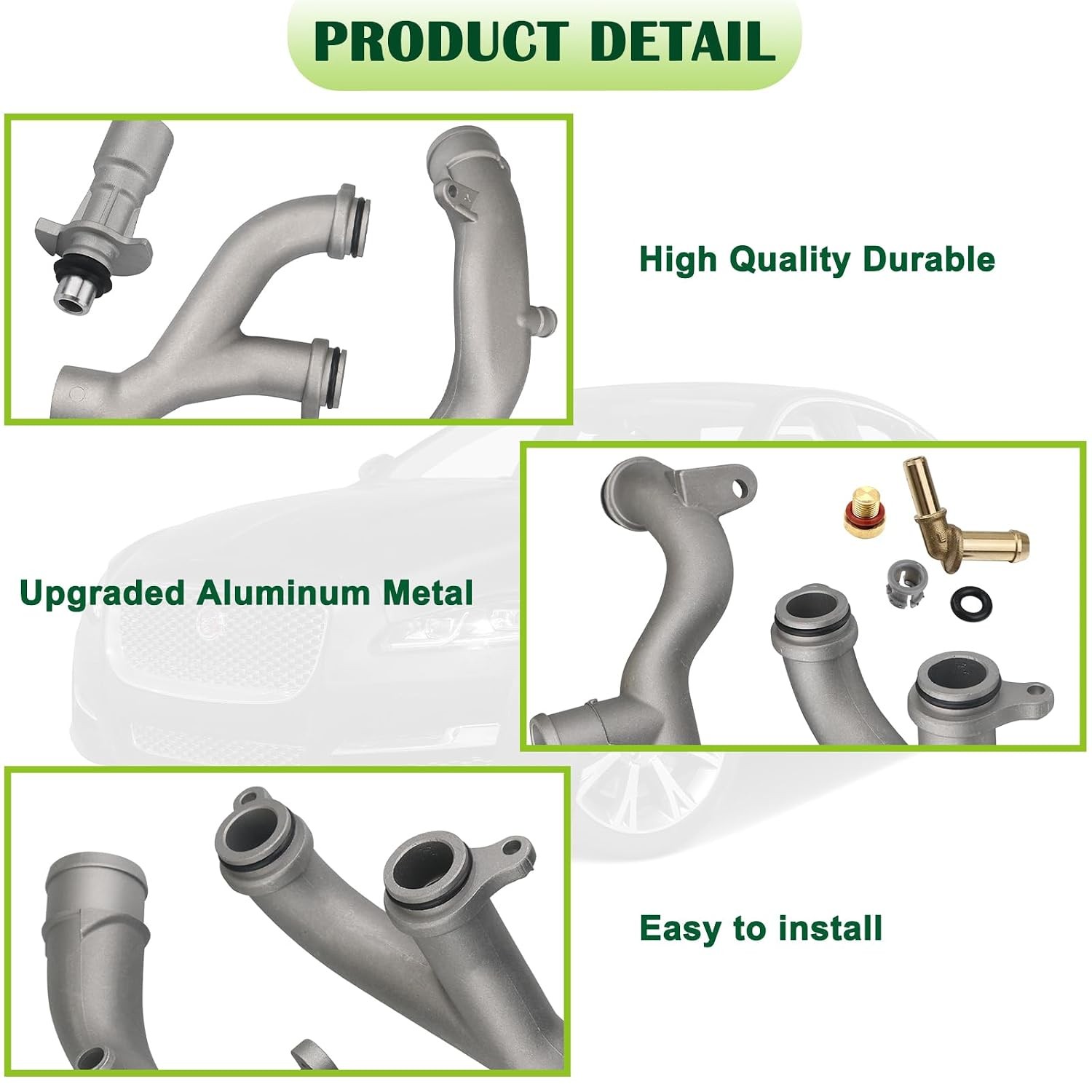Upgraded Aluminum Coolant Outlet Pipes Kit Compatible with Jaguar,Land Rover Ran