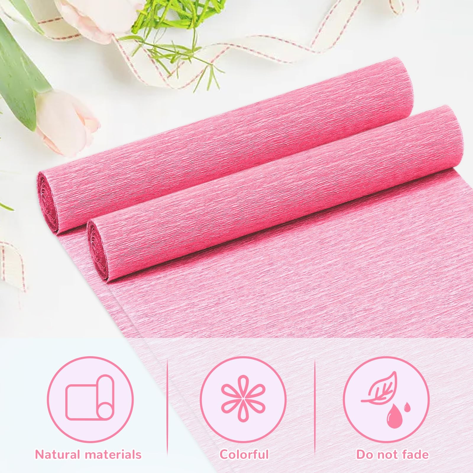 Crepe Paper Streamers 2 Rolls, 10 x 98Inch Sheets for DIY Pink