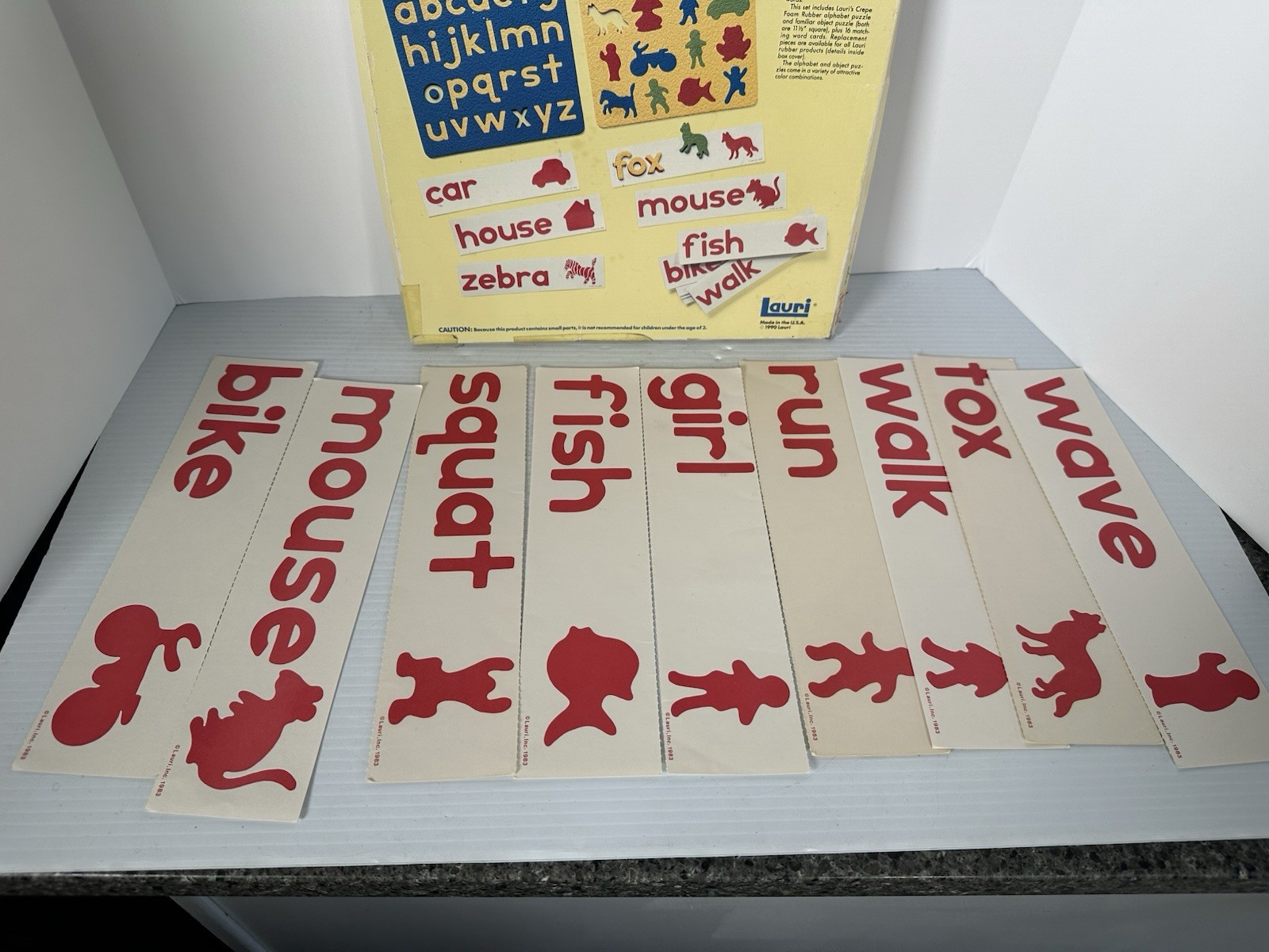1983 Lauri Teaching Toys Crepe Rubber Puzzle Word Play Alphabet #2308 USA