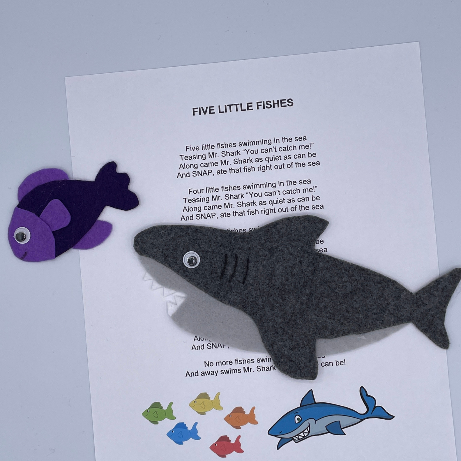 Bubble, Bubble, Pop and Teasing Mr Shark Felt Pieces for Felt/Flannel Board Play