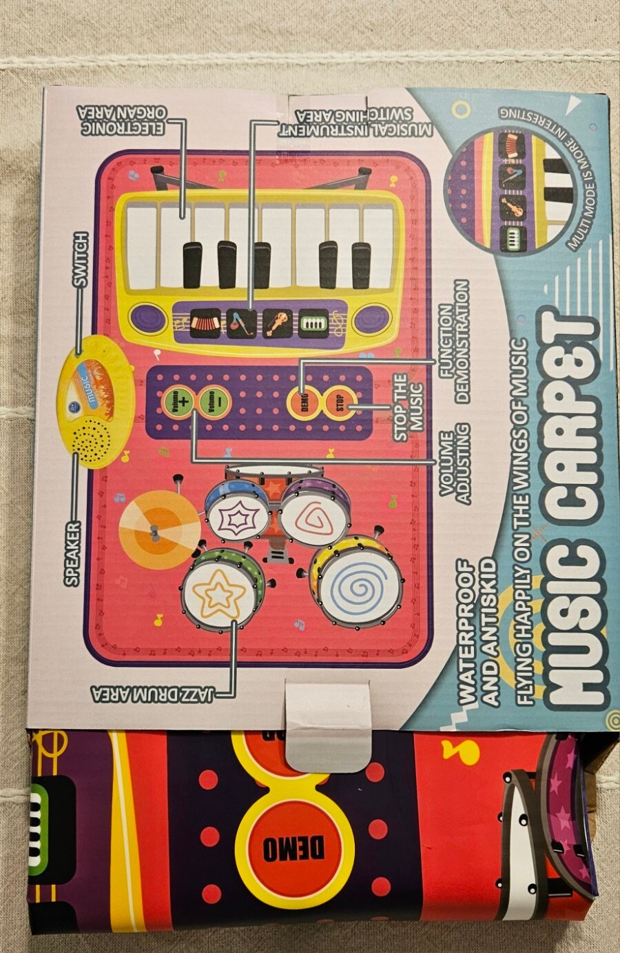 Kid Toys Touch Play Learn Singing Piano & Drum Keyboard Music Carpet Mat Blanket