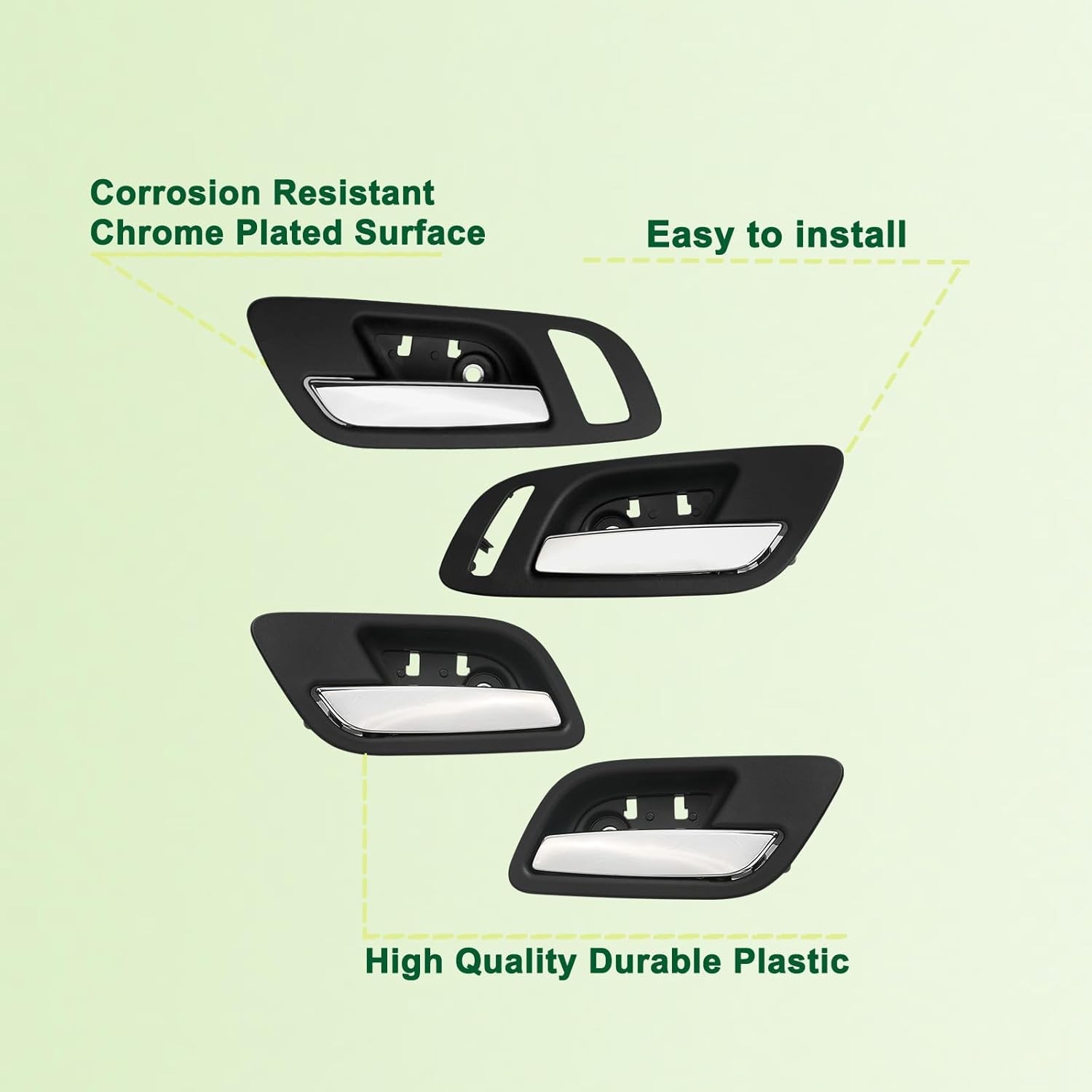 4pcs Interior Door Handles Front Rear Left &Right Side Black Compatible with