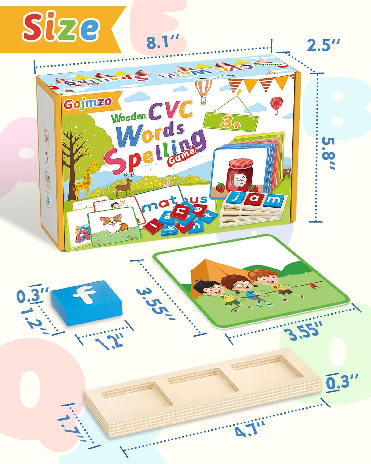 Wooden CVC Word Spelling Games, Montessori Educational Learning Toys Gifts for 3