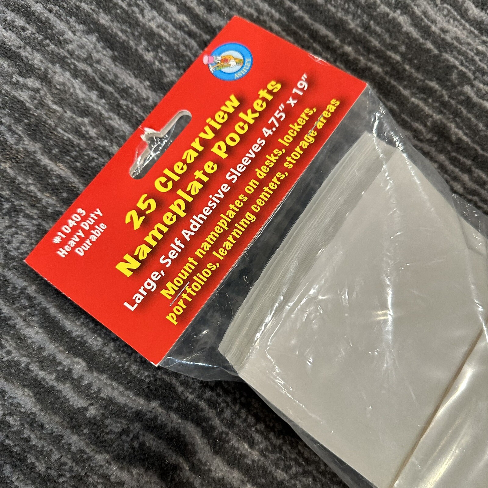 Name Plate Pockets Clear View Large Self-Adhesive 4.75x19in Pack Of 25 New