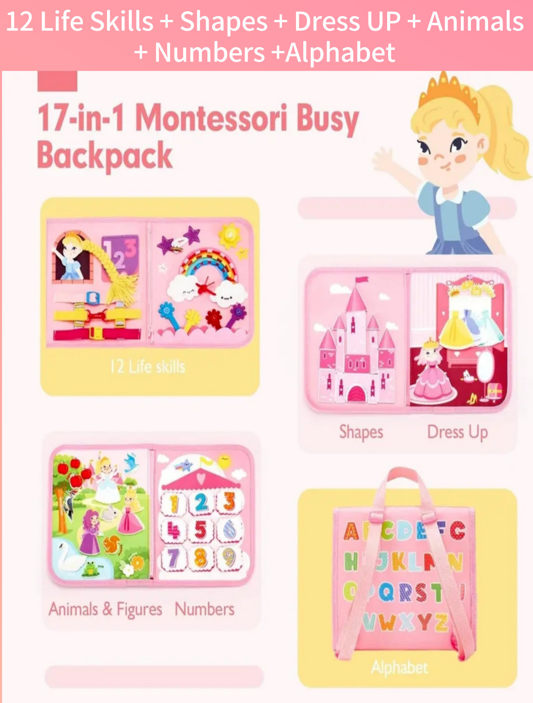 Busy Board Backpack Intelligence Learning Toy Travel Essential Montessori