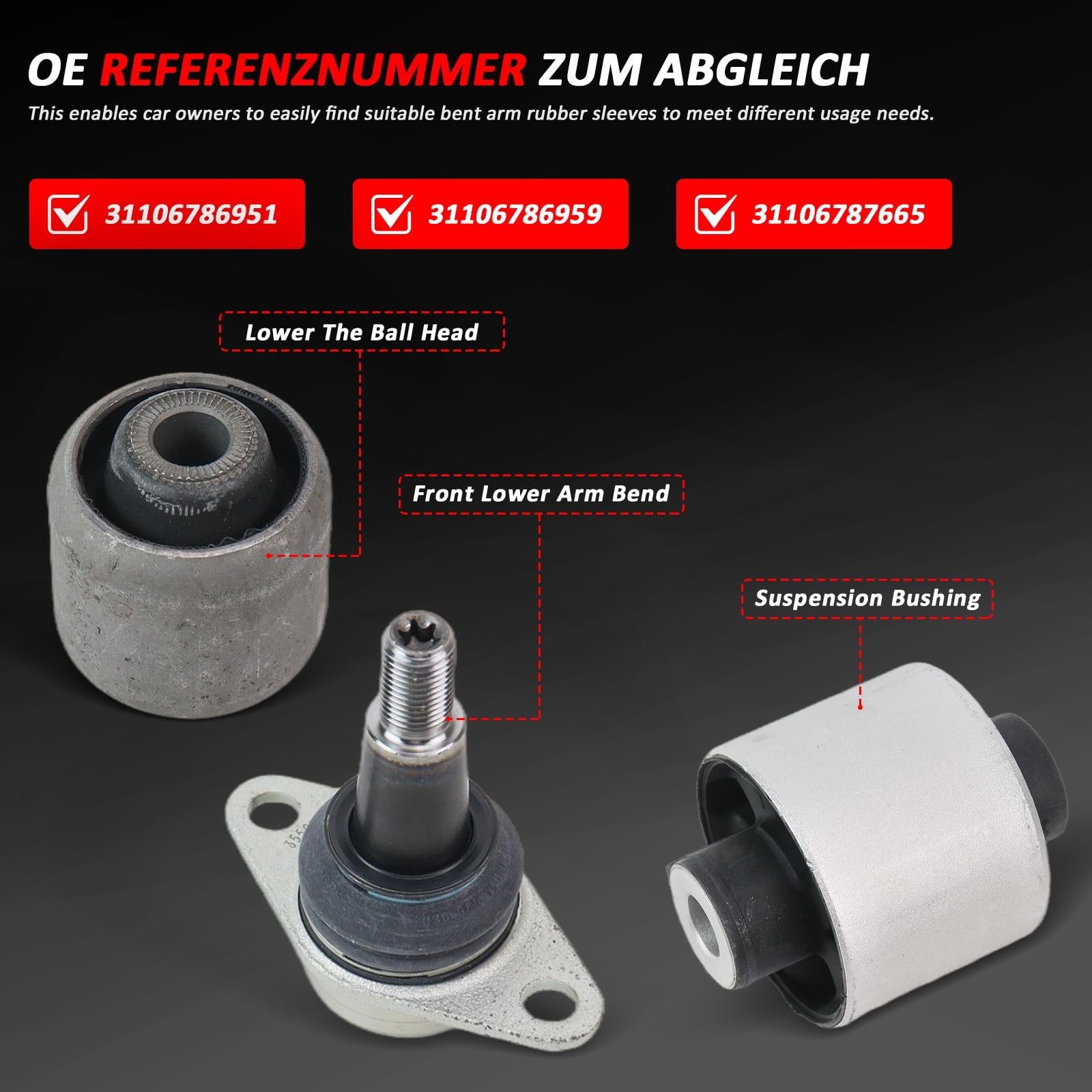 31106786951 Control arm/traction arm bushings Fits BMW X3 (F25) 2011-2017 X4 …