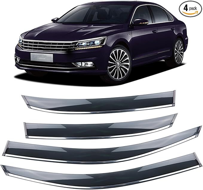 Rain Guards Suitable for 2011-2018 Passat,Window Visor,Dark Smoke