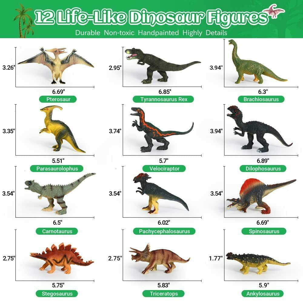 Dinosaur Toys,Realistic Roars Sound Book 12 Dinosaurs Figures Educational Toy