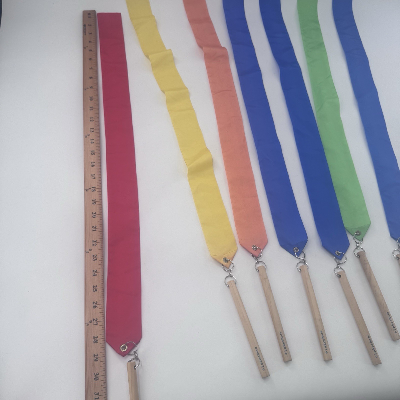 Lakeshore Ribbon Wands 7 Multicolor Movement Dance Kids Rare HTF Fast Shipping