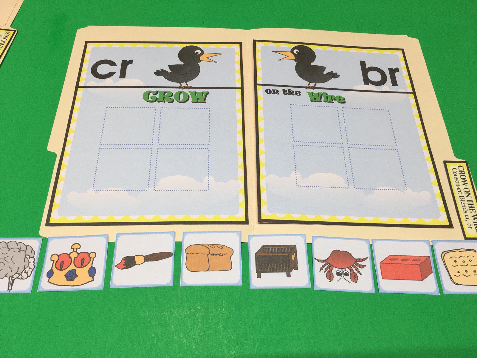 Crow On The Wire – Phonics Cr / Br – DIY File Folder game – Printed / Uncut
