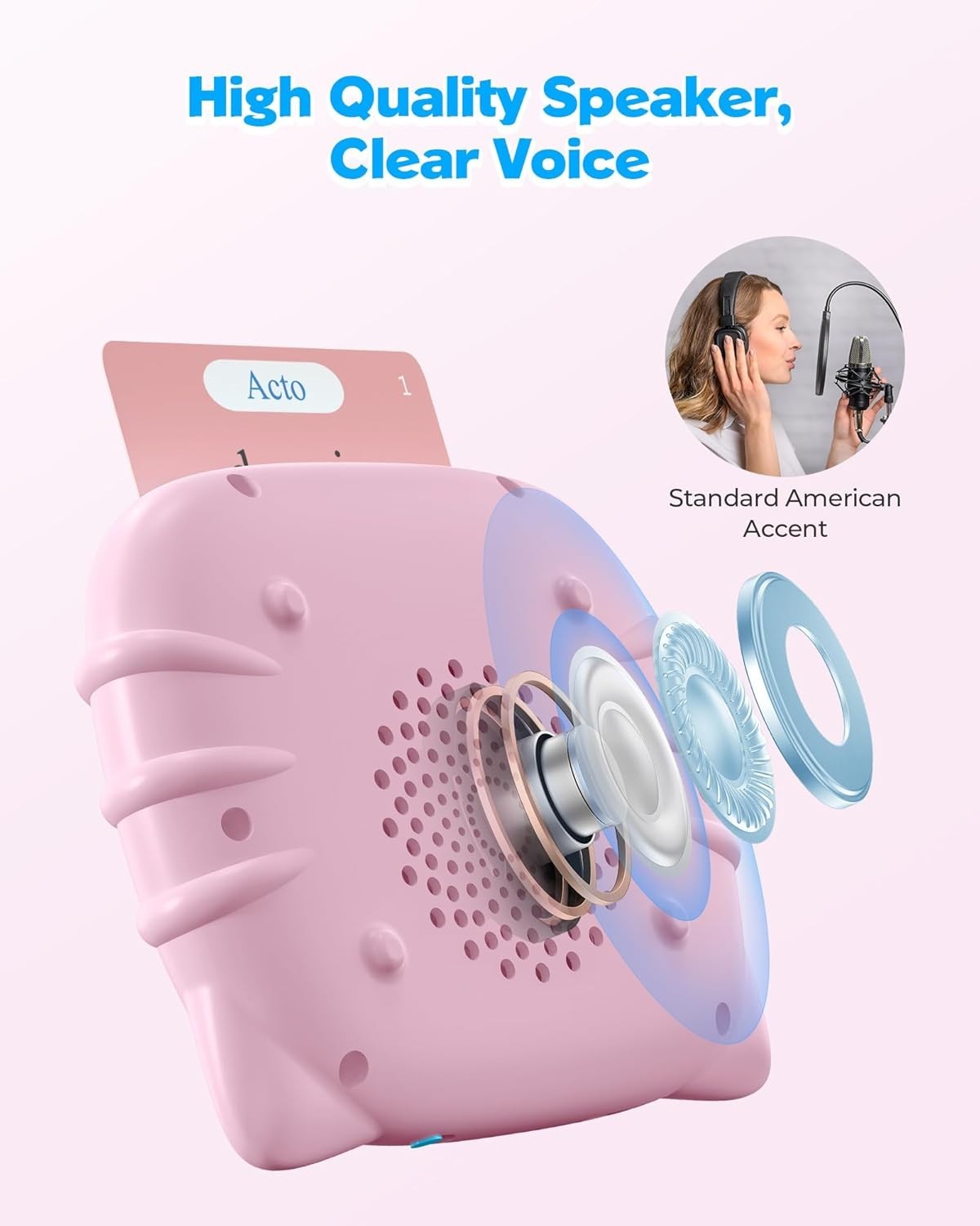 Bilingual Pink Spanish and English Talking Flash Cards, Pocket Speech Therapy…