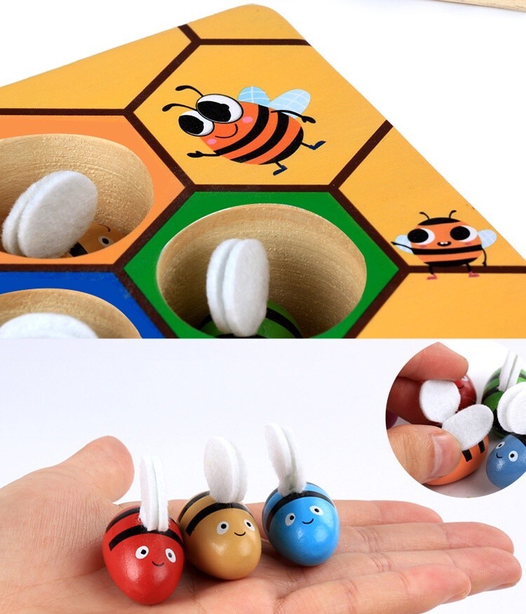 Clamp Fun Picking Catching Toy Hive Board Games Montessori Board Game WoodBeeToy