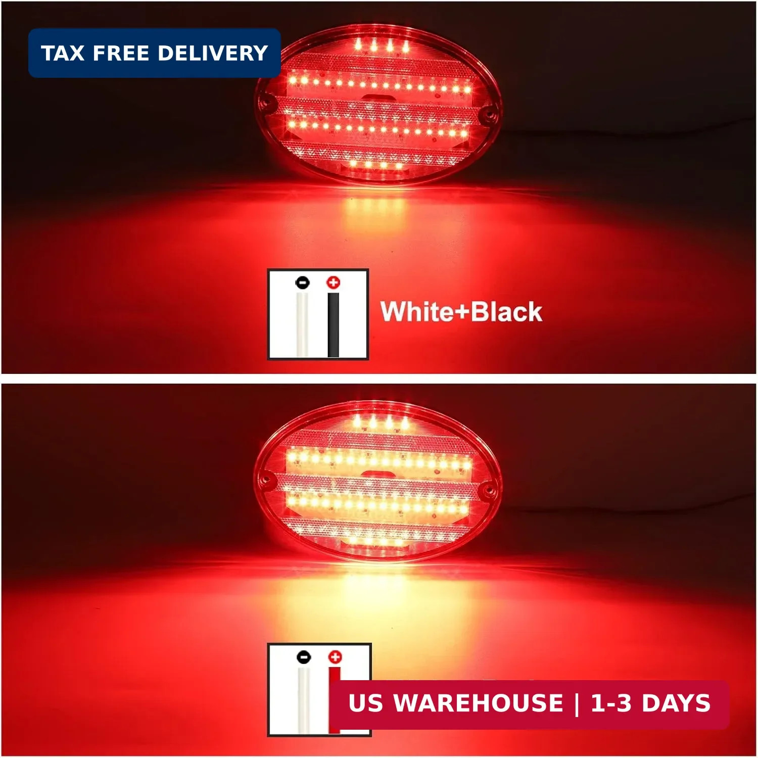 Partsam 2Pcs 8.5″ Oval Led Tail Lights 40LED Red for Trailer RV Motorhome Airstr