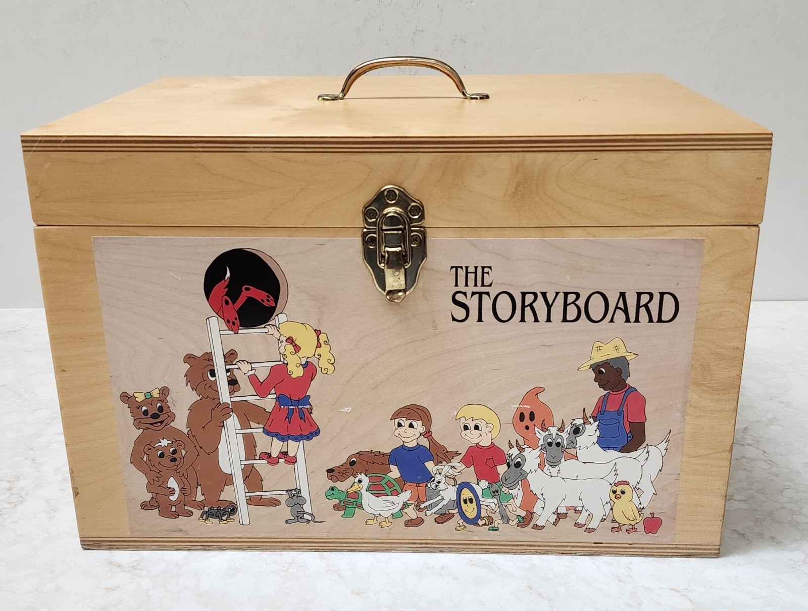 Flannel Board Story Board Kit With Painted Felt Graphics & Stories In Wooden Box