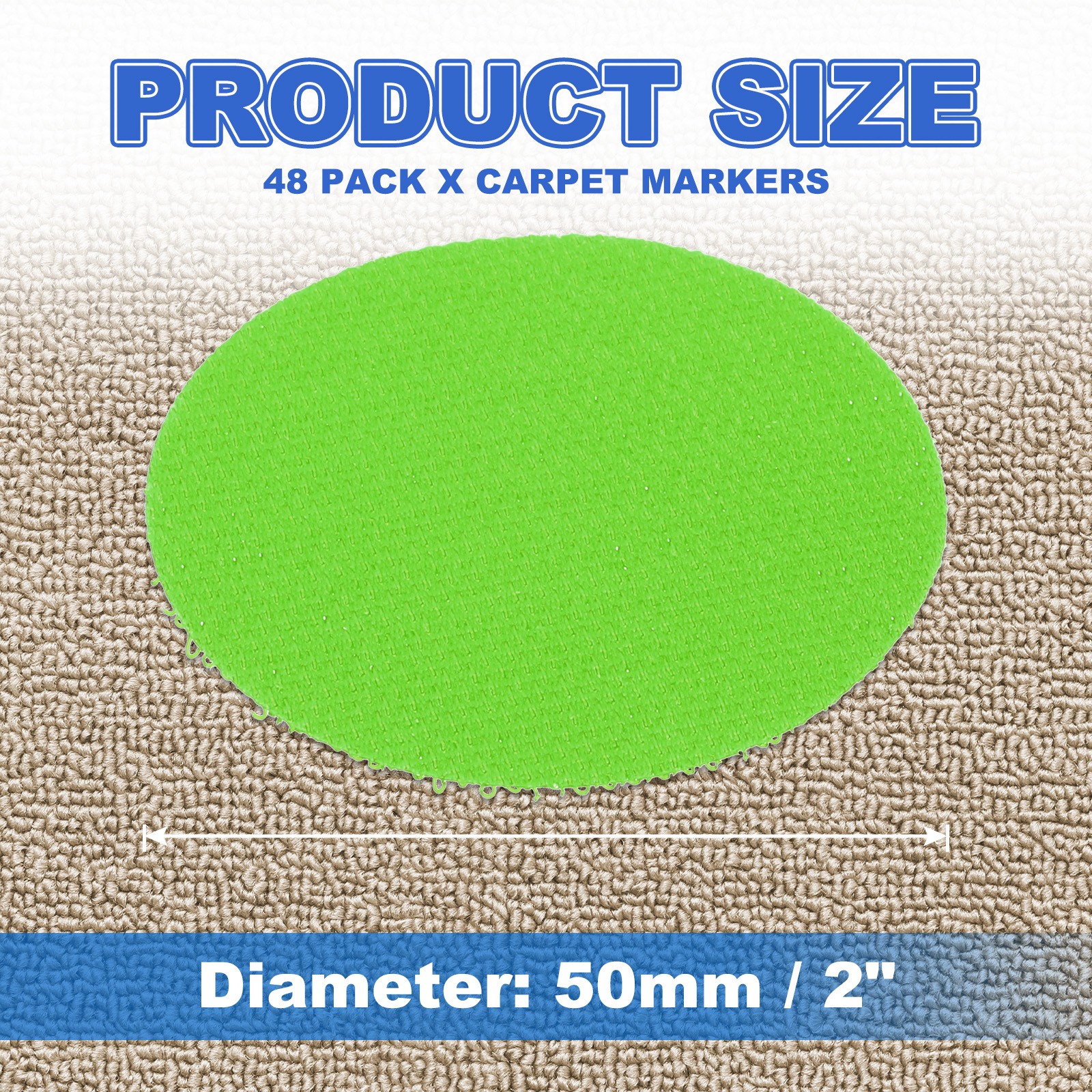 48pcs Carpet Marker Spots 2 Inch Round Floor Markers Non Slip Carpet Dots, Green