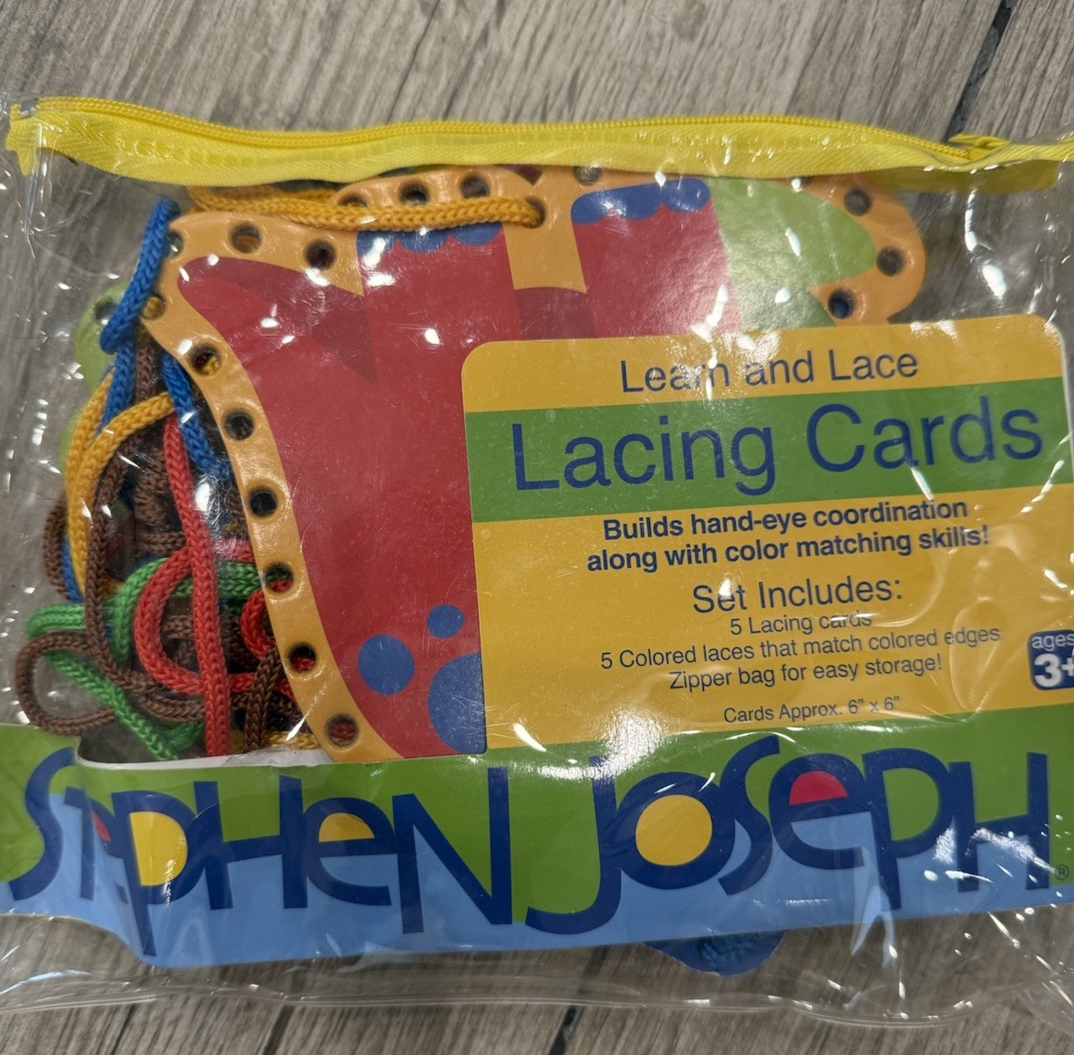 Stephen Joseph Lacing Cards Dinosaurs Set of 5 Learn and Lace Cards with Bag