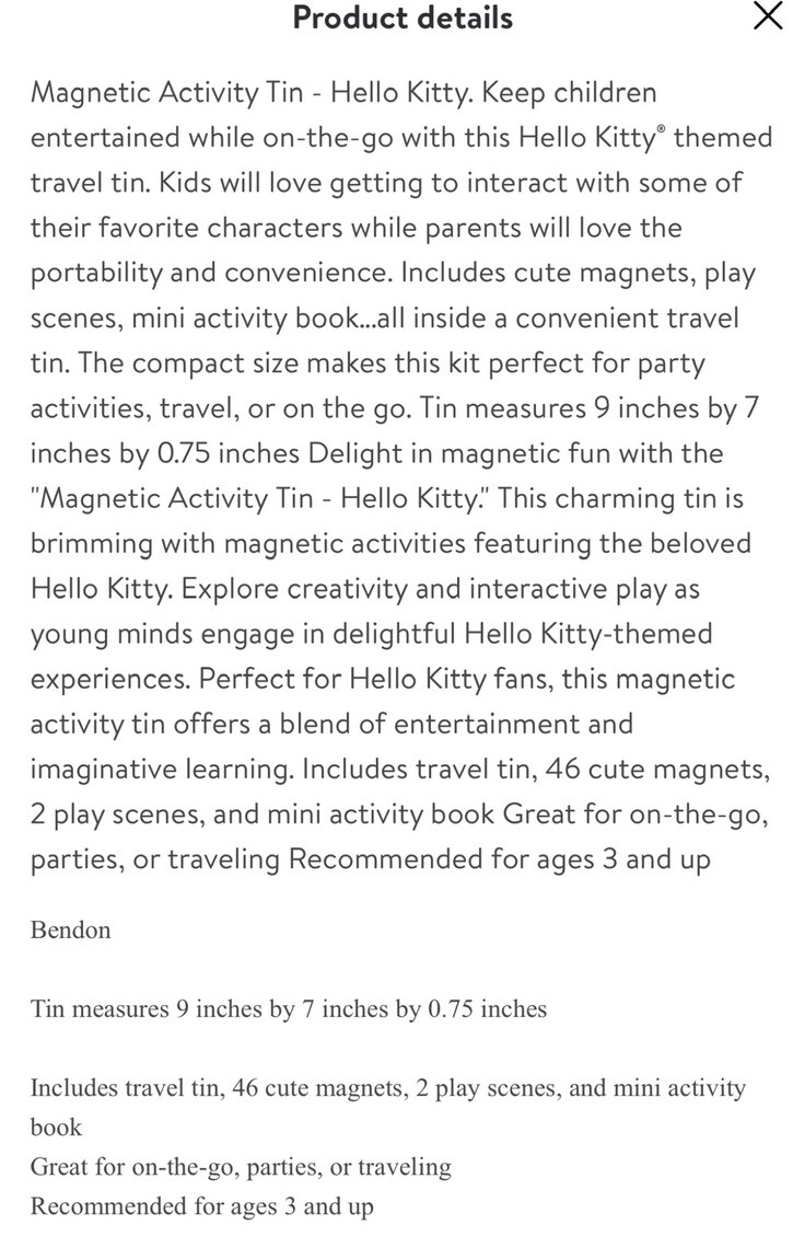 NEW HELLO KITTY 46 MAGNETIC ACTIVITY TIN PLAY SET