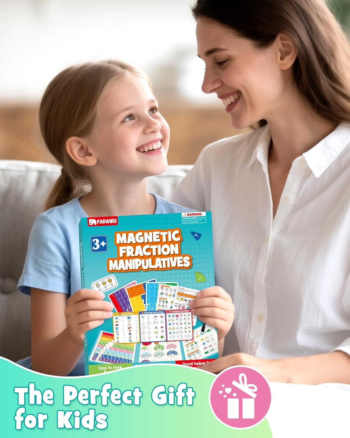 Magnetic Fraction Educational Puzzle Book Montessori Math Manipulatives for Kids