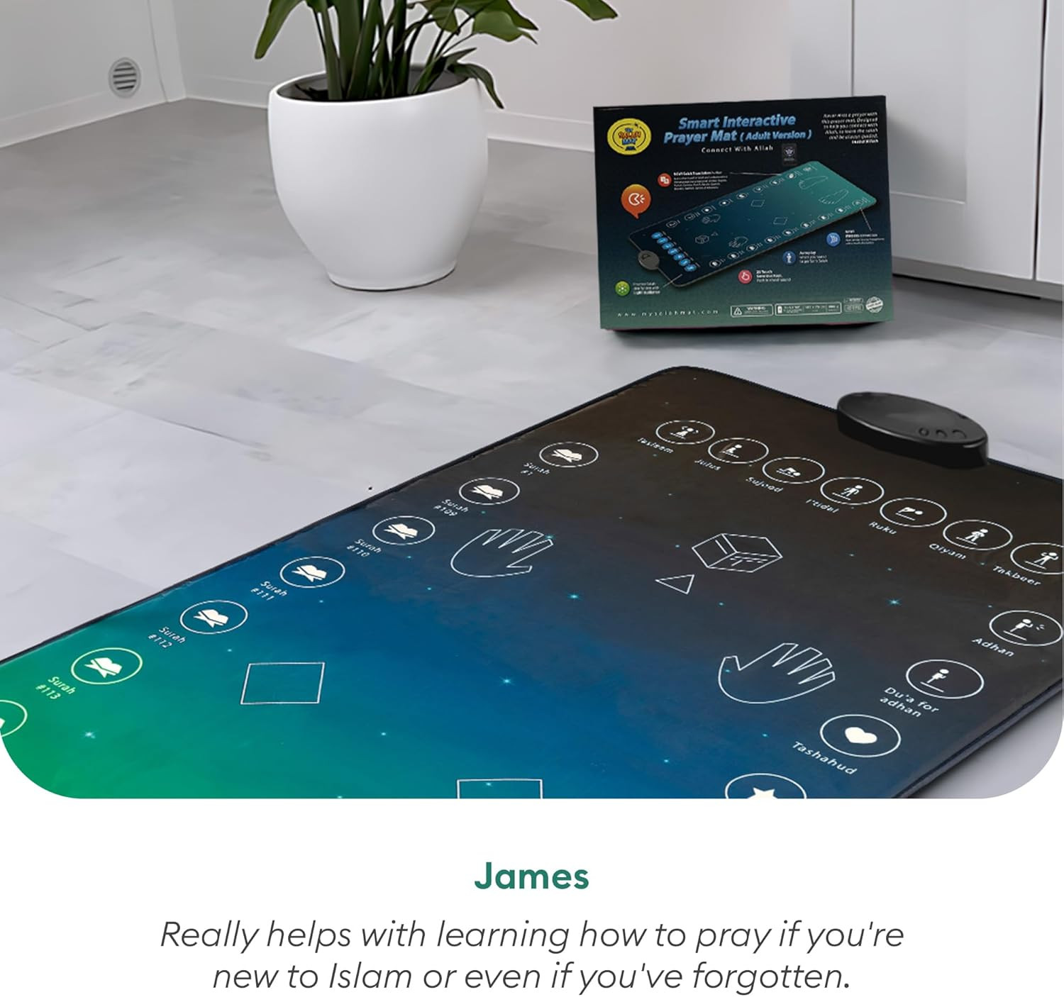for Adults – Smart Interactive Prayer Mat for Adults & Reverts Learning Surahs,