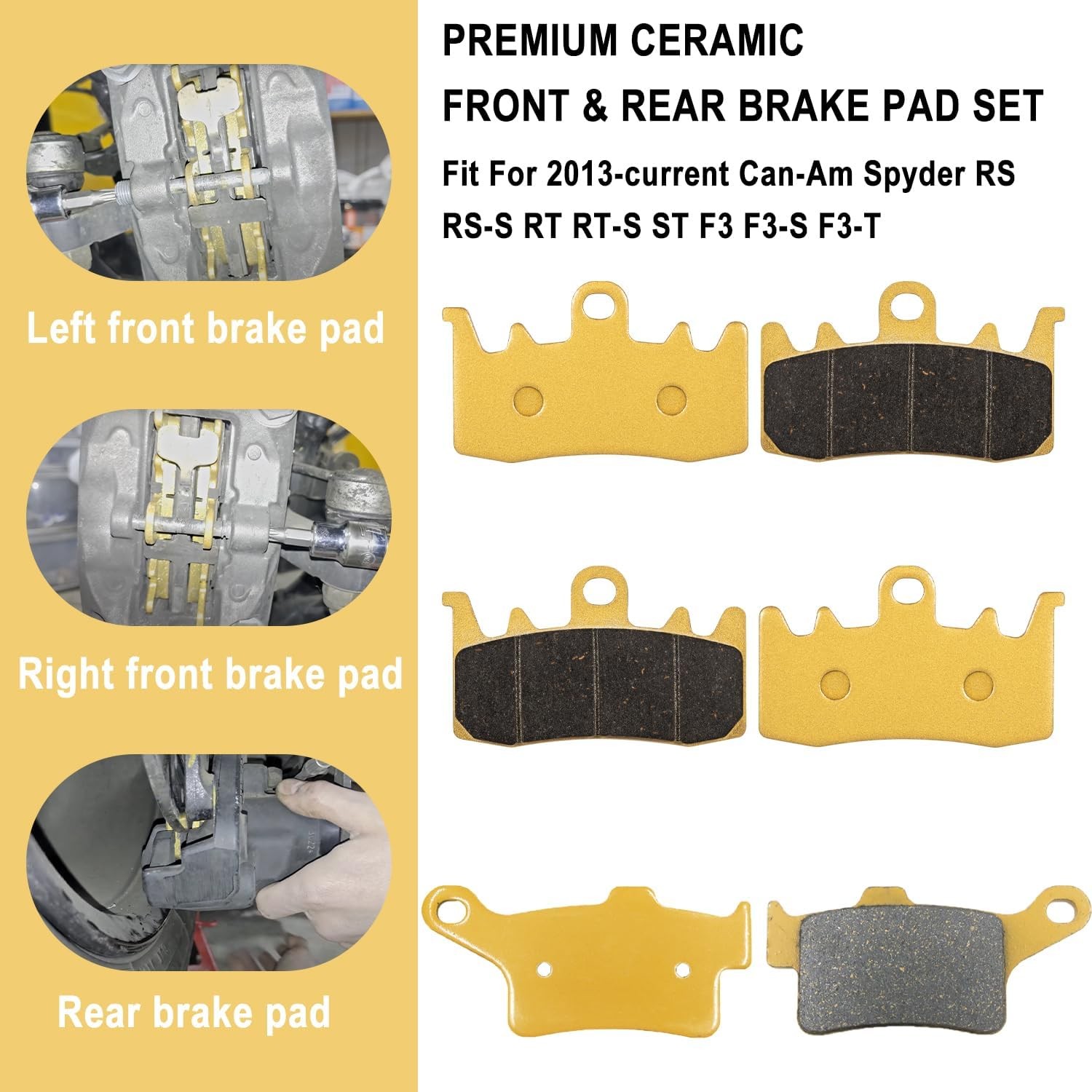 Premium Ceramic Front & Rear Brake Pad Set Fit For Can-Am Spyder RS RS-S RT RT-S