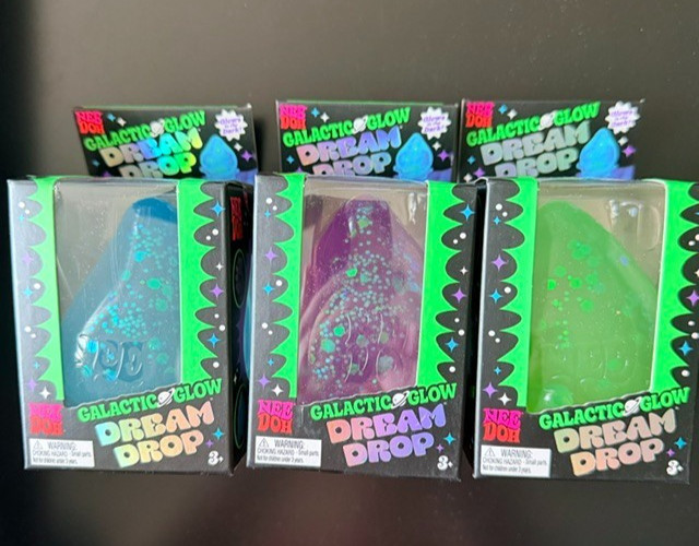 NeeDoh Galactic Glow Dream Drops. Complete set of 3.Green, Purple, Blue- RARE!