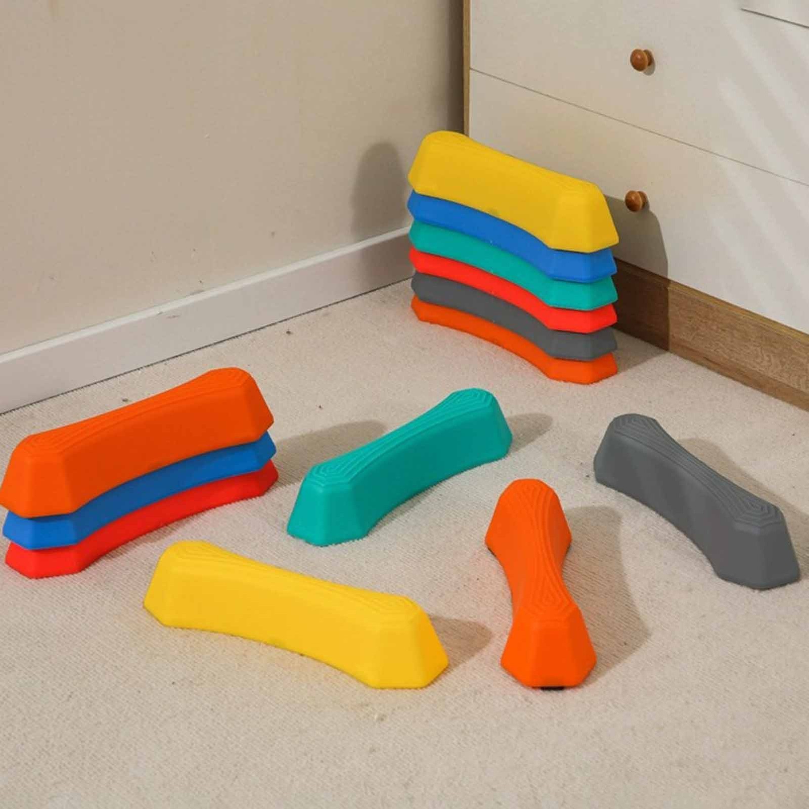 6PCS Stepping Stones Rainbow Non-slip Textured Sensory Stepping Stones for Kids
