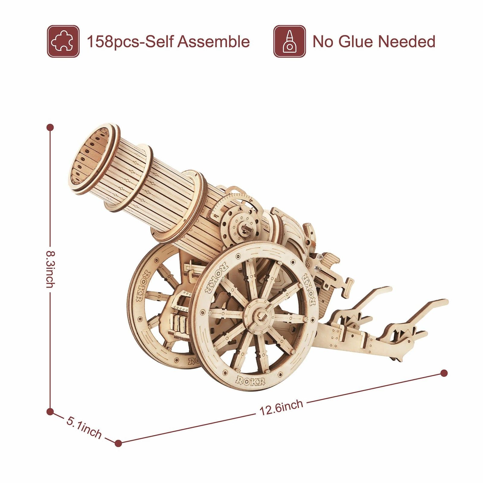 Wooden Puzzle 3D Toy Artillery Model Siege Assembly Gift DIY Game Children Xmas